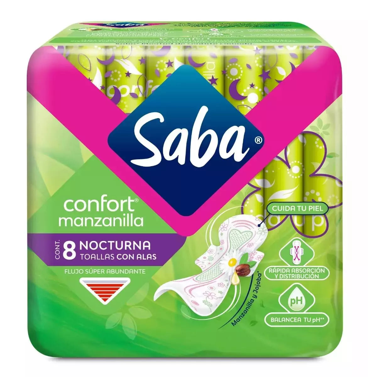 Saba Confort Manzanilla Nocturna 8 pzas + 2 pzas gratis