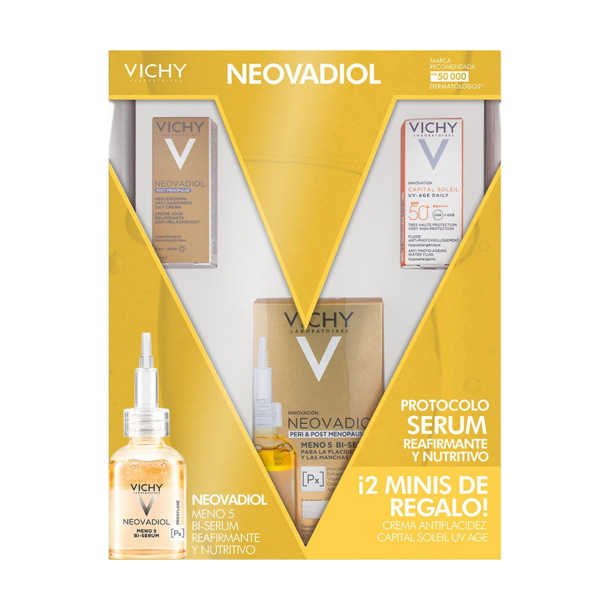 Kit Neovadiol Meno 5 Bi-Serum 30ml+ Face Uv Age Block Spf 50 3ml+Ech Neo Post Meno Day Cream 3ml
