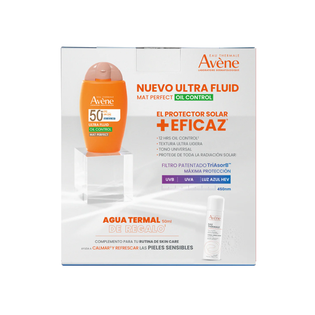 Kit Ultra Fluid Mat Perfect (con color) FPS50+ 50ml + Agua Thermal Avene 50ml