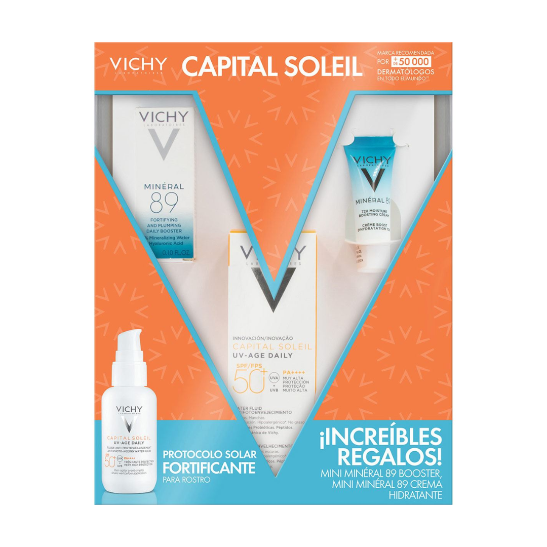 Kit Fortificante Capital Soleil UV Age + Mini Agua Termal 50 ml + Mini M89 10 ml