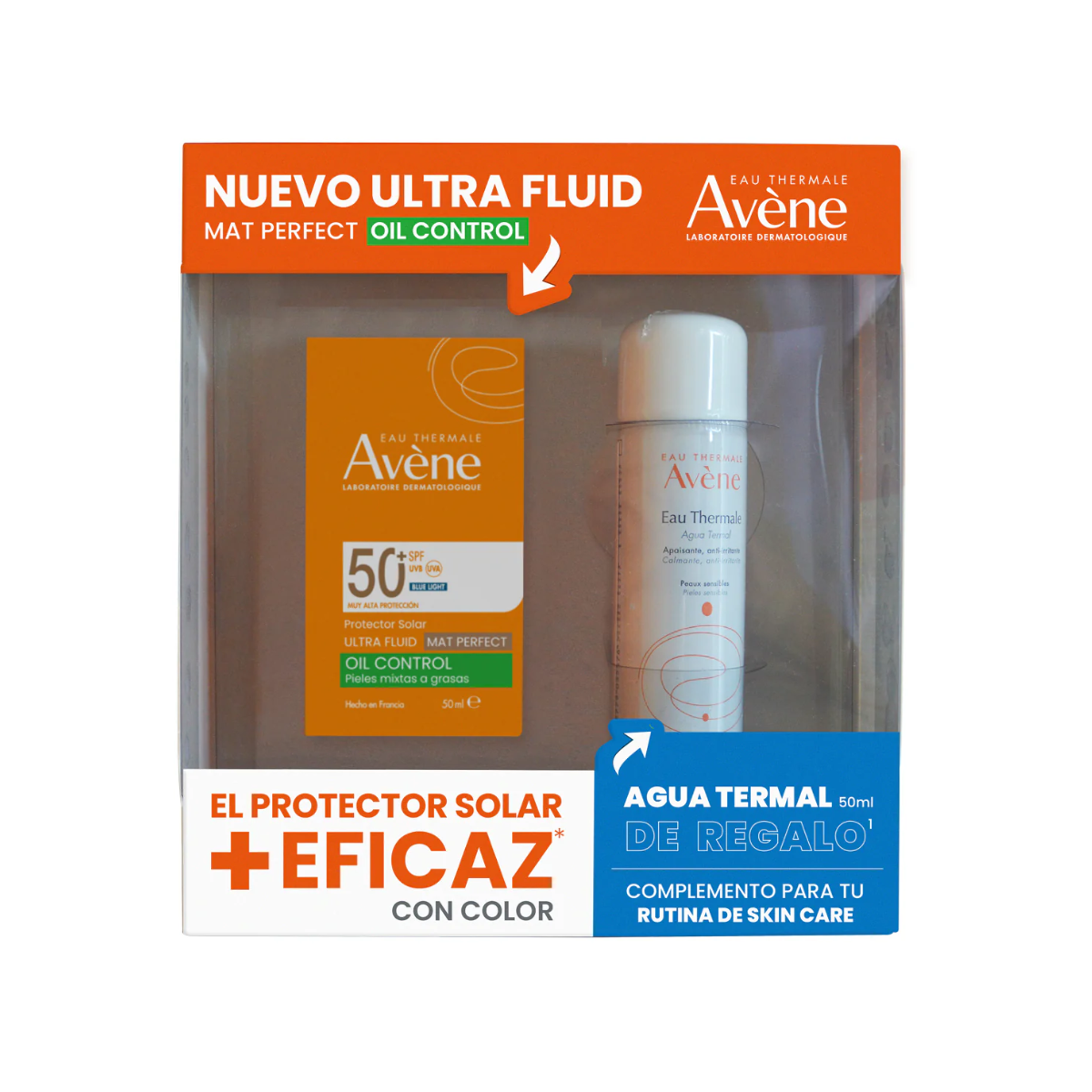 Kit Ultra Fluid Mat Perfect (con color) FPS50+ 50ml + Agua Thermal Avene 50ml